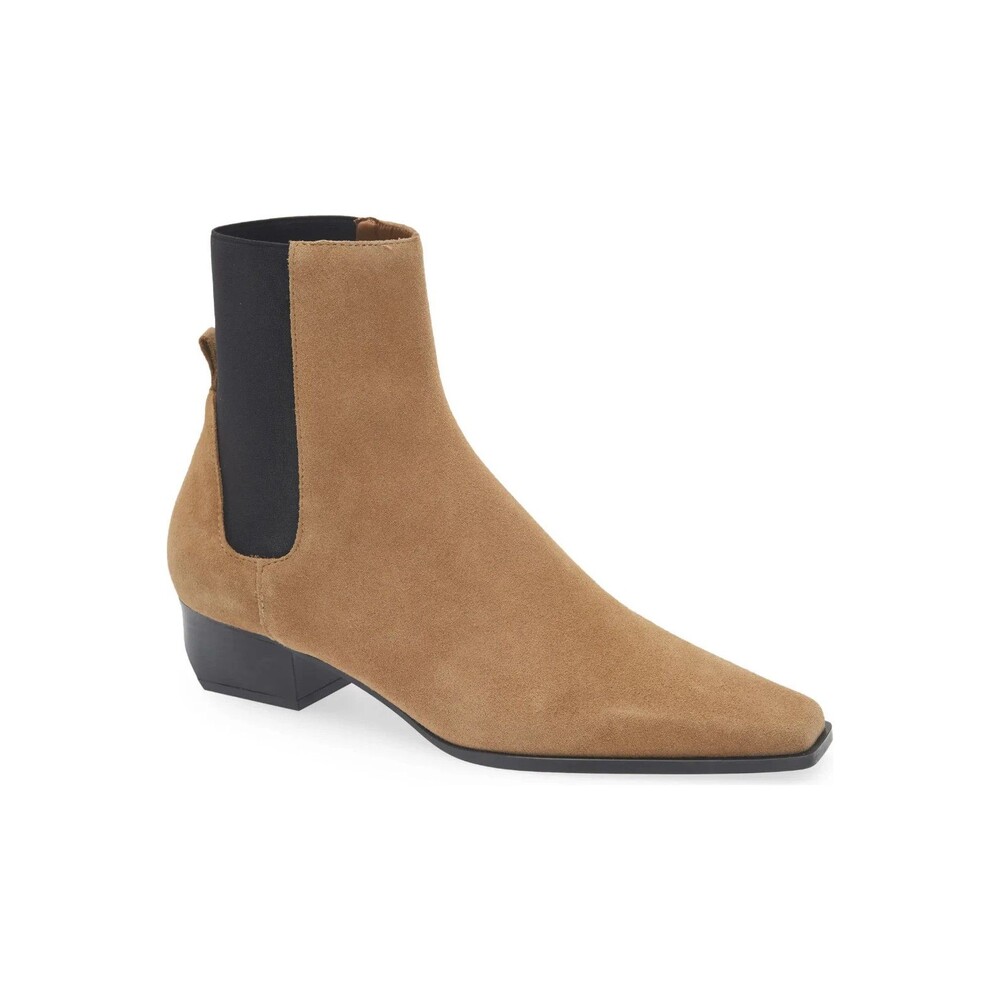 MANGO Women’s Genuine Suede Square Toe Chelsea Ankle Boot size 36/6 NWT